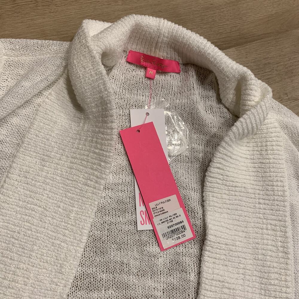 Lilly Pulitzer Amalie Open-Front Cardigan Women's Medium White NWT NEW With Tags - Picture 2 of 7